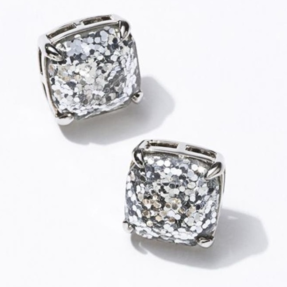 KATE SPADE NEW YORK ♠️ something sparkly silver glitter square earrings
